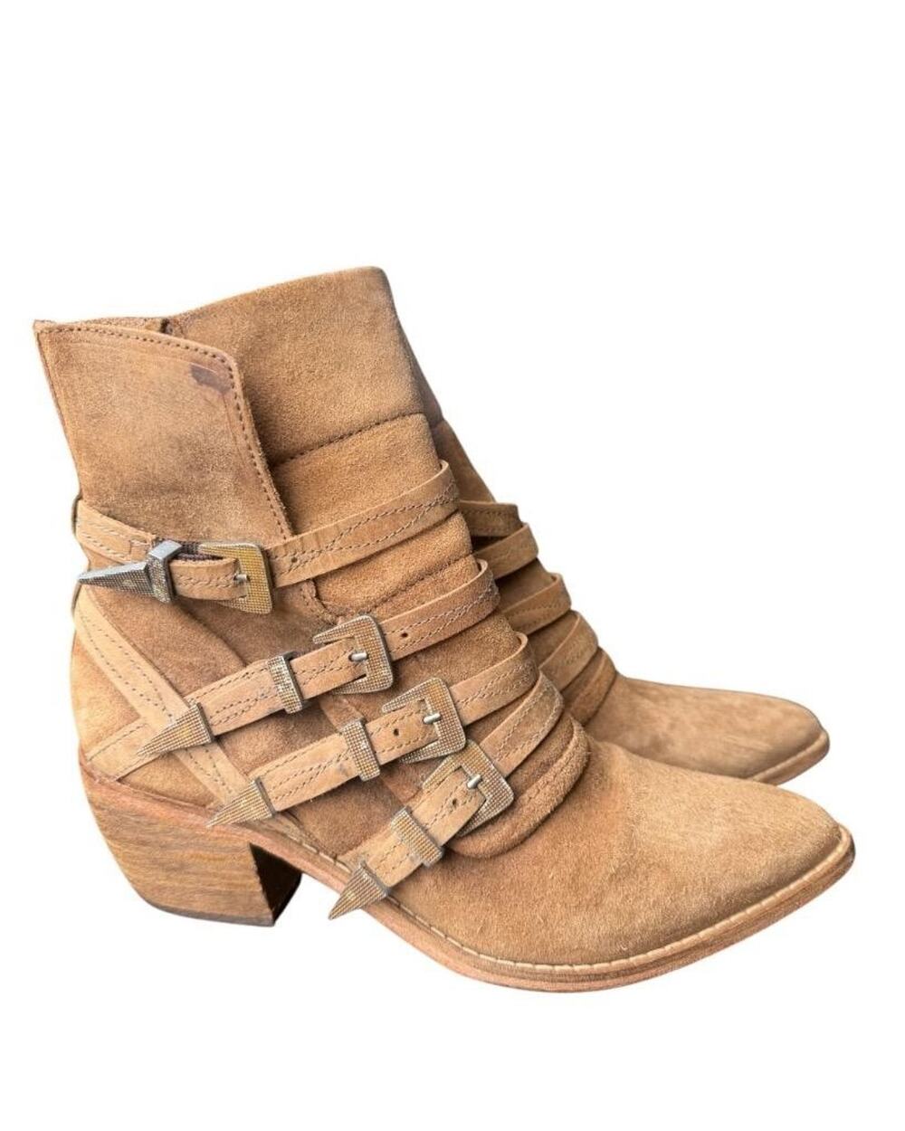 Free People Mason Suede Western Moto Bootie Fall Women size 38 US 8